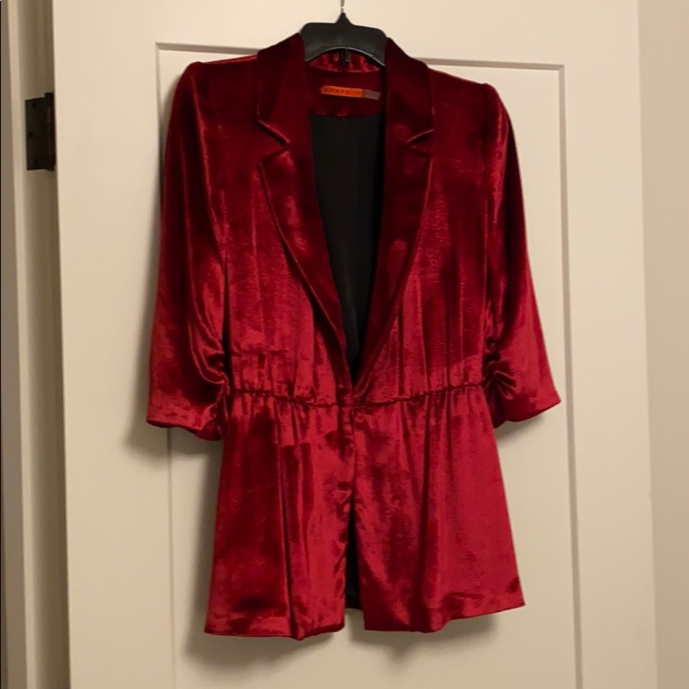 Alice + Olivia Cranberry Silk Blazer